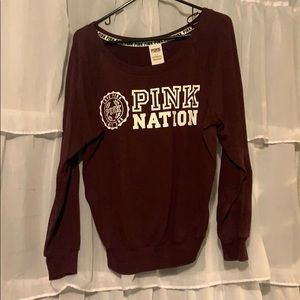 VS Pink burgundy crew neck sweatshirt